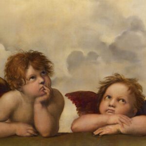 Reproducción al óleo de los querubines de Rafael, detalle de la obra La Madonna Sixtina, pintura clásica decorativa