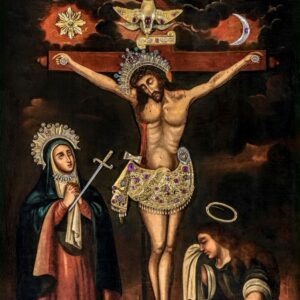 Réplica del Señor de los Milagros en óleo, cuadro religioso del Mes Morado inspirado en la pintura original