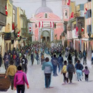 Cuadro decorativo al óleo del Jirón Trujillo en Lima Perú hecho a mano disponible en Sedamanos Art