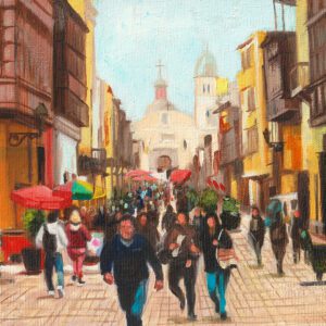 Cuadro decorativo al óleo del Jr. Trujillo en el Centro de Lima pintado a mano por Jesus Sedamanos para Sedamanos Art