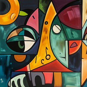 Cuadro abstracto moderno al óleo en lienzo para sala, estilo cubista inspirado en Picasso