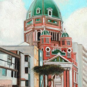 Cuadro al óleo de la Iglesia del Inmaculado Corazón de María en Magdalena del Mar, Lima, obra decorativa hecha a mano para sala y pared