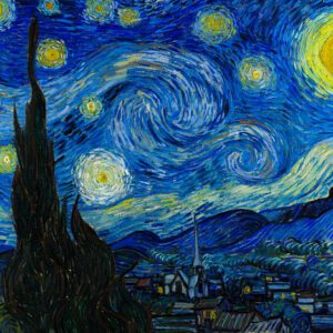 Cuadro decorativo pintado al óleo sobre lienzo, reproducción fiel de La Noche Estrellada de Van Gogh – Sedamanos Art Lima Perú