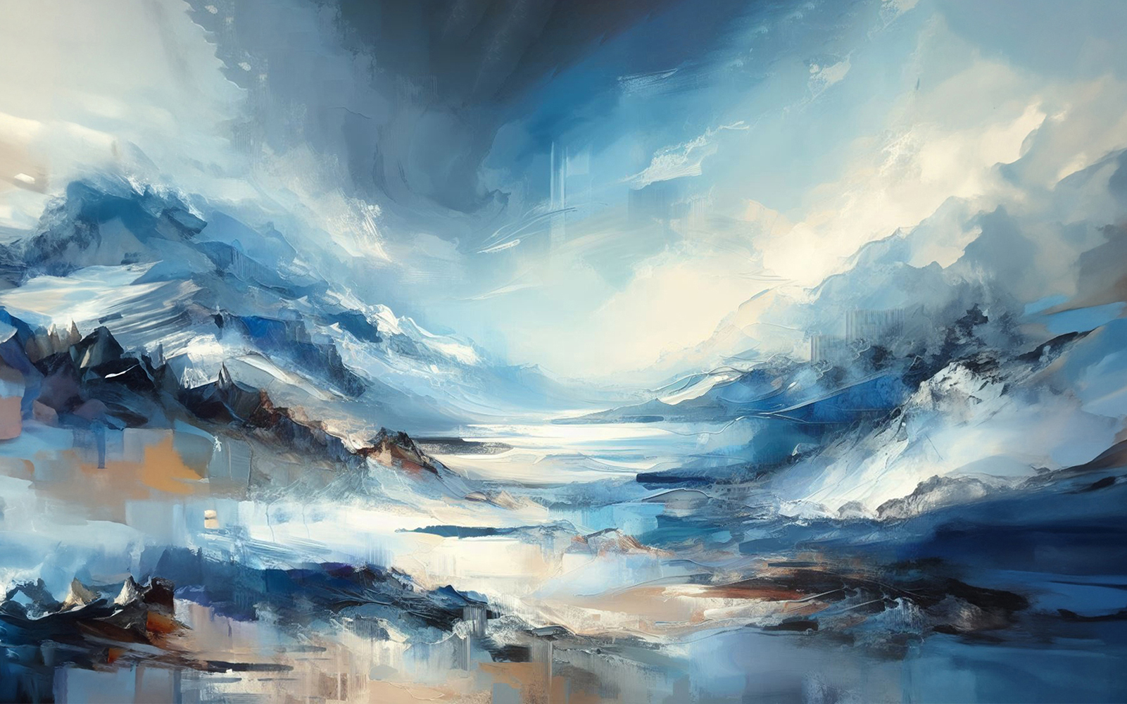 paisaje abstracto azul pintura al óleo cuadro decorativo para sala