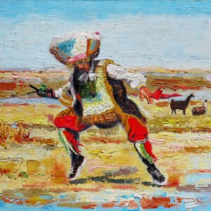 Cuadro Danzante de Tijeras al óleo | Pintura peruana en lienzo para sala