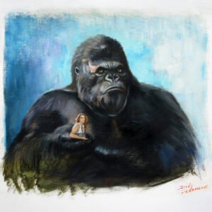 Pintura al óleo de King Kong 2005, cuadro original hecho a mano inspirado en película, arte decorativo de cine