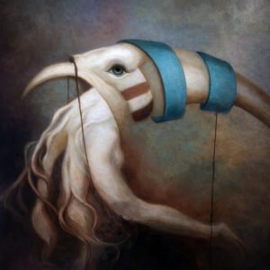 Cuadro decorativo abstracto moderno en lienzo estilo surrealista ideal para sala, obra Sueños Surrealistas de Sedamanos Art