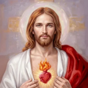 Sagrado Corazón de Jesús – Cuadro Religioso al Óleo Pintado a Mano