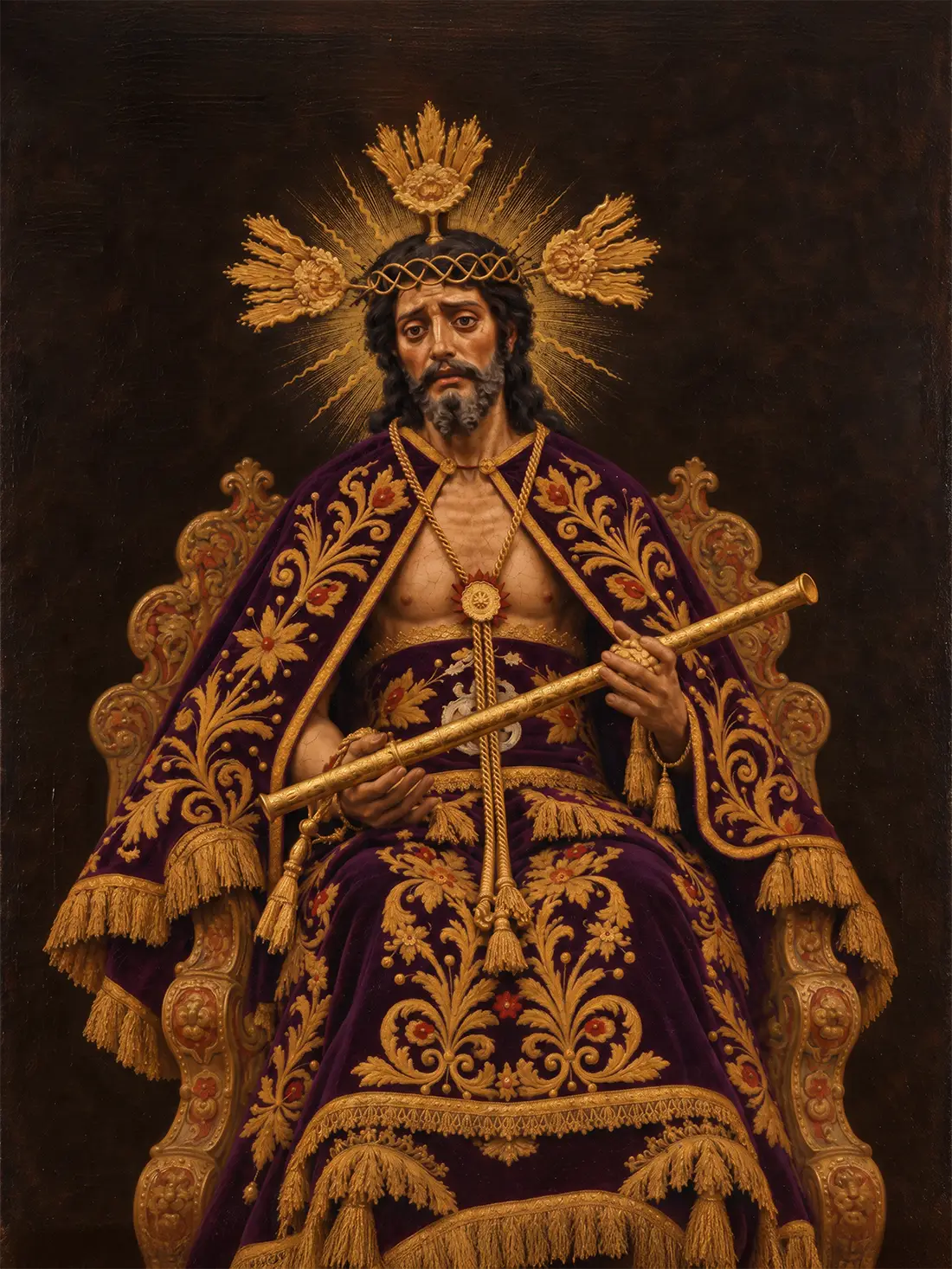 Señor del Mar – Pintura Cusqueña Religiosa al Óleo sobre Lienzo | Arte Sacro Peruano